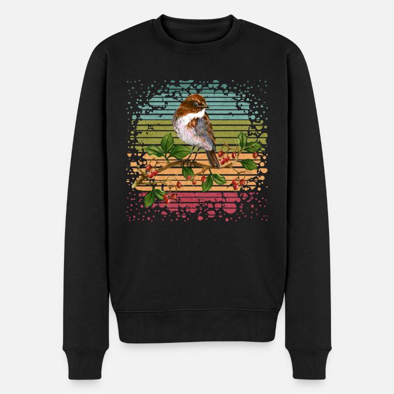 Bunter Vogel - Männer Premium Bio Pullover - Schwarz