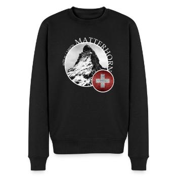 Wandern auf dem Berg Matterhorn Schweiz Alpen - Männer Premium Bio Pullover - Schwarz - Vorne - Nico (187cm)