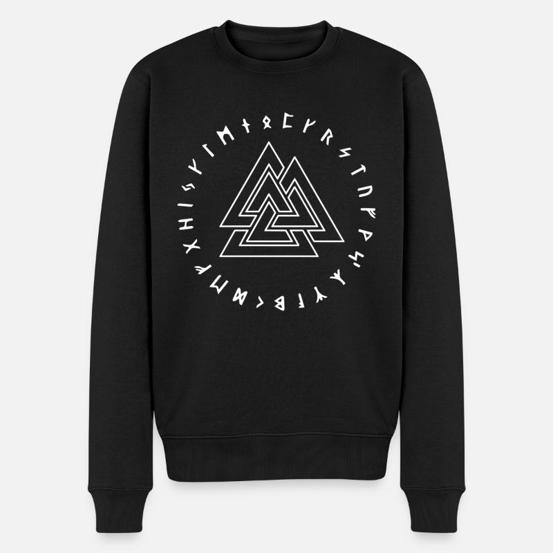Wikinger Knoten Valknut Viking Nordische Mythology - Männer Premium Bio Pullover - Schwarz