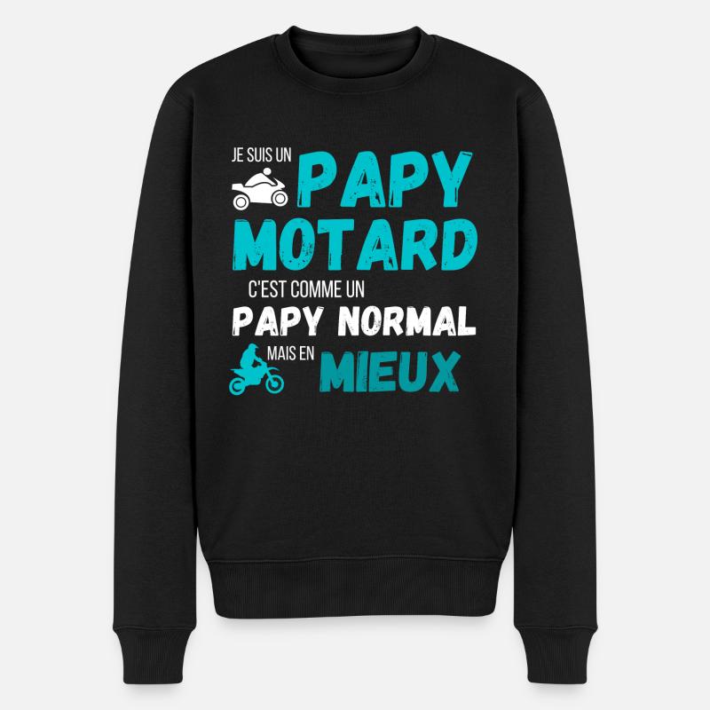 Un papy motard c'est comme un papy normal cadeau - Pull Premium bio Homme - noir