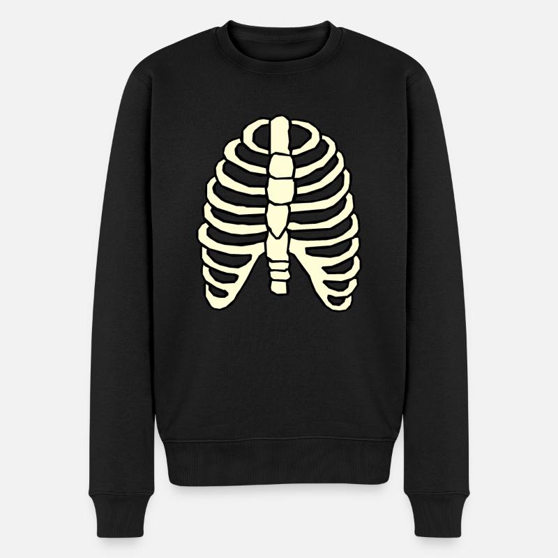 Lustiges Knochen Wirbelsäule Comic Geschenk - Männer Premium Bio Pullover - Schwarz