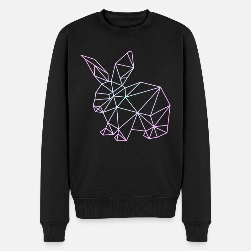 Pastell Hase Linie Kunst Harajuku Mode Kaninchen - Männer Premium Bio Pullover - Schwarz