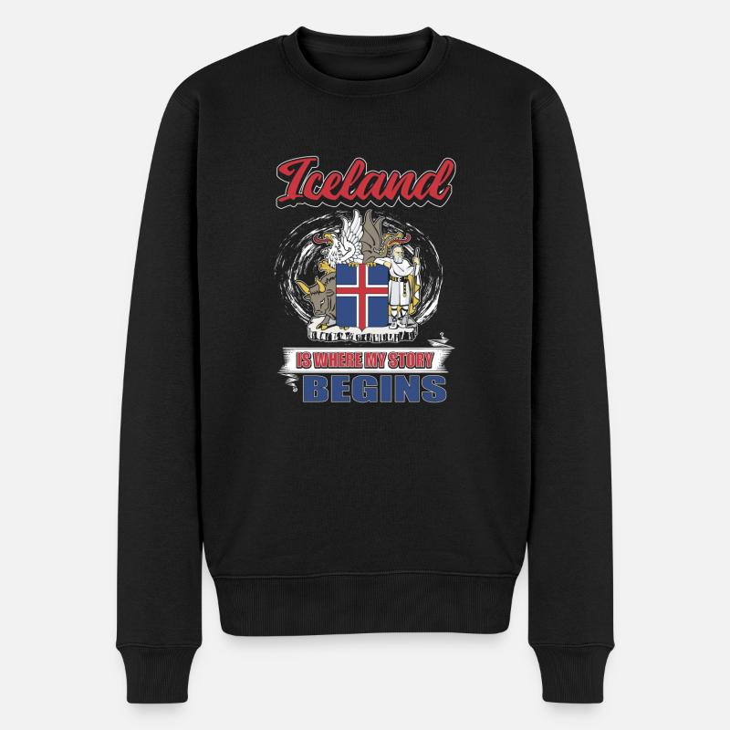 Island - Männer Premium Bio Pullover - Schwarz