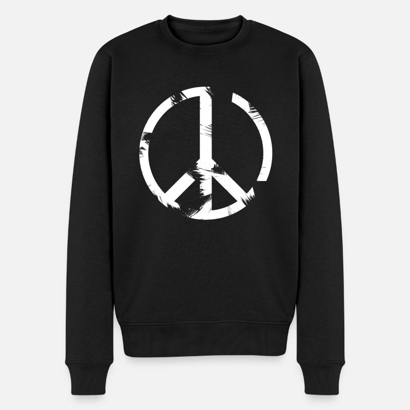 Zeichen des Friedens - Männer Premium Bio Pullover - Schwarz