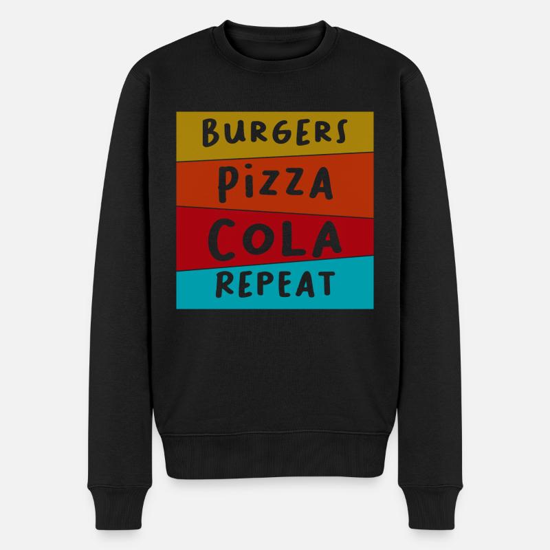 Burger Pizza Cola - Männer Premium Bio Pullover - Schwarz