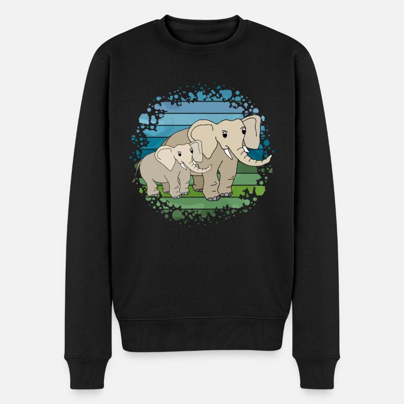 Elefant - Männer Premium Bio Pullover - Schwarz