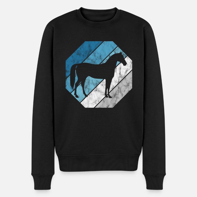 Cheval Cheval Cheval Équestre Pony Équitation Chevaux Rétro - Pull Premium bio Homme - noir