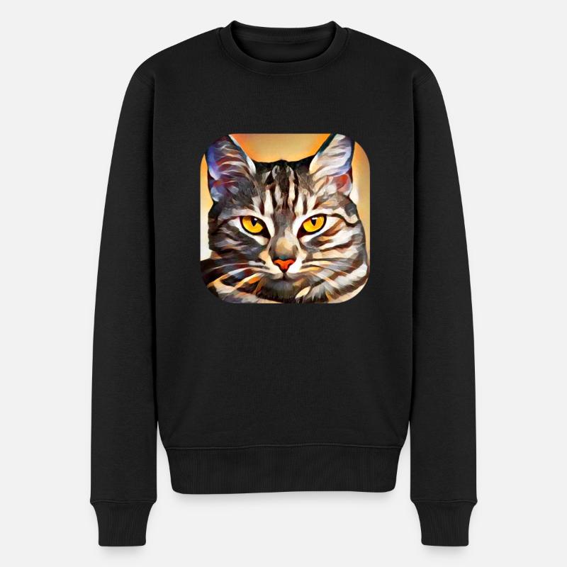 Katze - Männer Premium Bio Pullover - Schwarz