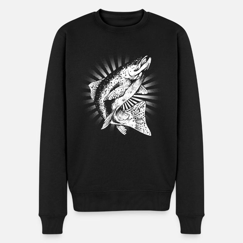 Forelle - Männer Premium Bio Pullover - Schwarz