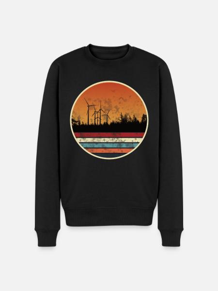 Parc éolien au coucher du soleil - Énergie éolienne - Pull Premium bio Homme - noir