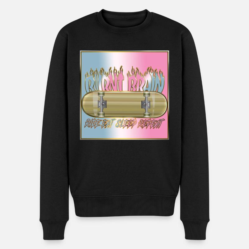 Burnt Brain SKATEBOARD - Männer Premium Bio Pullover - Schwarz