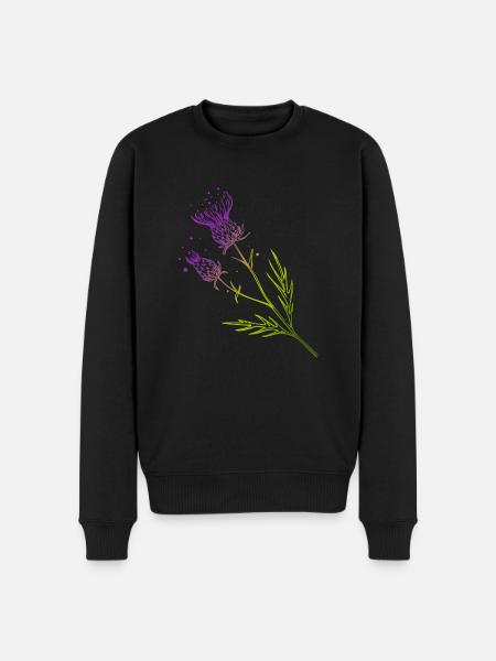 Skotland Thistle Blomst Tattoo Design Gave Idé - Økologisk premium-sweatshirt til mænd - sort