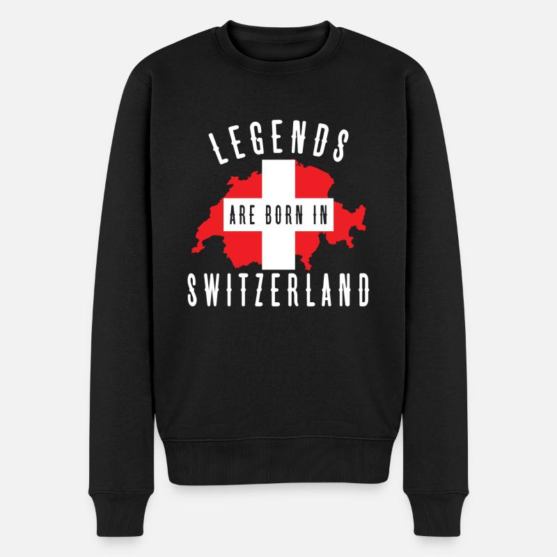 Schweiz - Männer Premium Bio Pullover - Schwarz