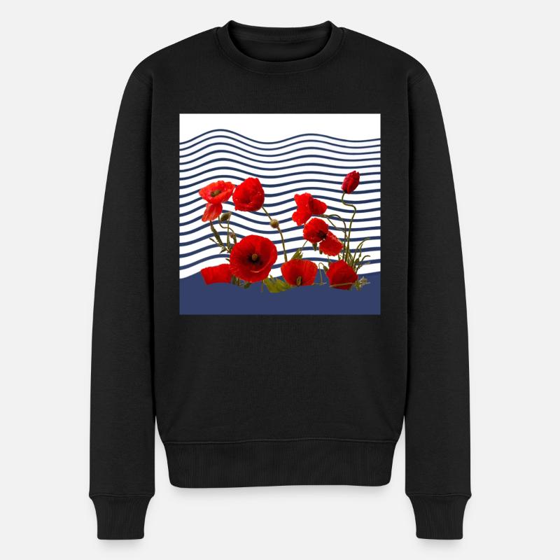 Mohn und See-Küste - Männer Premium Bio Pullover - Schwarz
