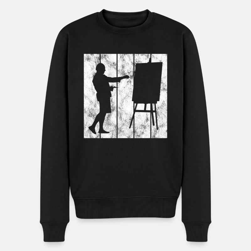 Künstler Retro Malerei Kunst Künstlerin Malerin - Männer Premium Bio Pullover - Schwarz