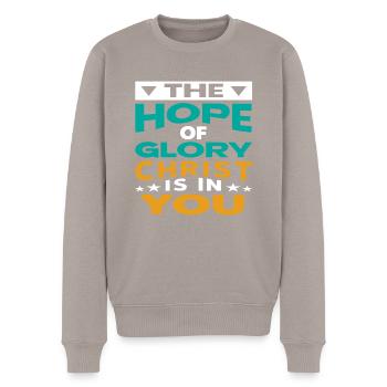 The Hope of Glory Christ is in you - Männer Premium Bio Pullover - Taupe - Vorne - Nico (187cm)