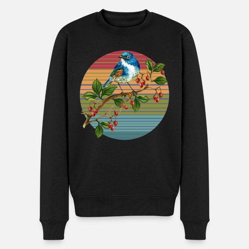 Bunter Vogel - Männer Premium Bio Pullover - Schwarz
