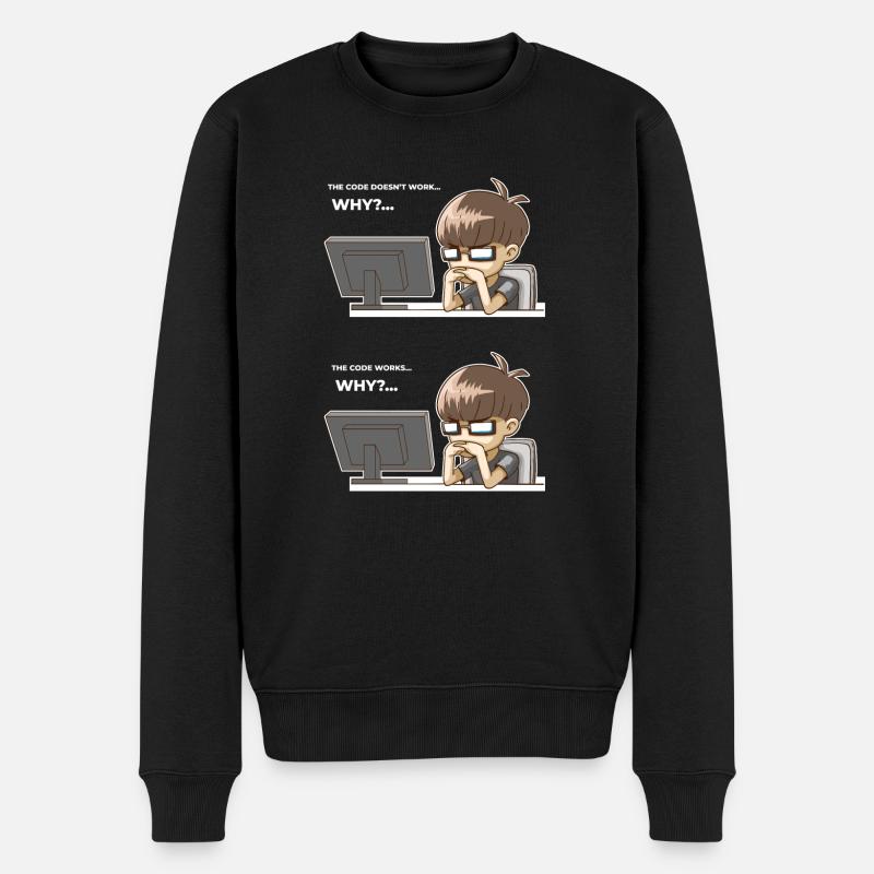 Drôle de code de programmation fonctionne pourquoi - Pull Premium bio Homme - noir
