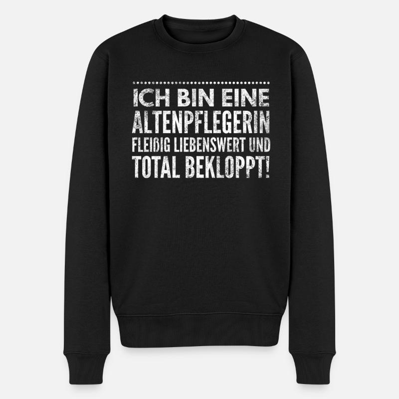 Ich bin eine fleißige Altenpflegerin von Beruf - Männer Premium Bio Pullover - Schwarz