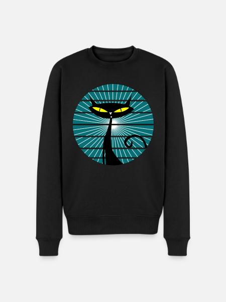 Schwarze Katze - Männer Premium Bio Pullover - Schwarz