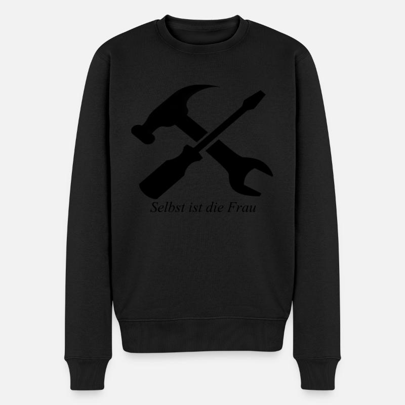 Selbst ist die Frau - Männer Premium Bio Pullover - Schwarz
