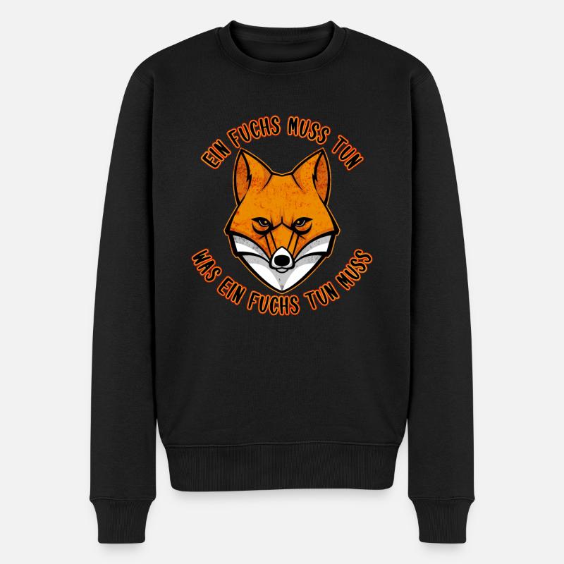 Ein Fuchs muss tun was ein Fuchs tun muss - Männer Premium Bio Pullover - Schwarz