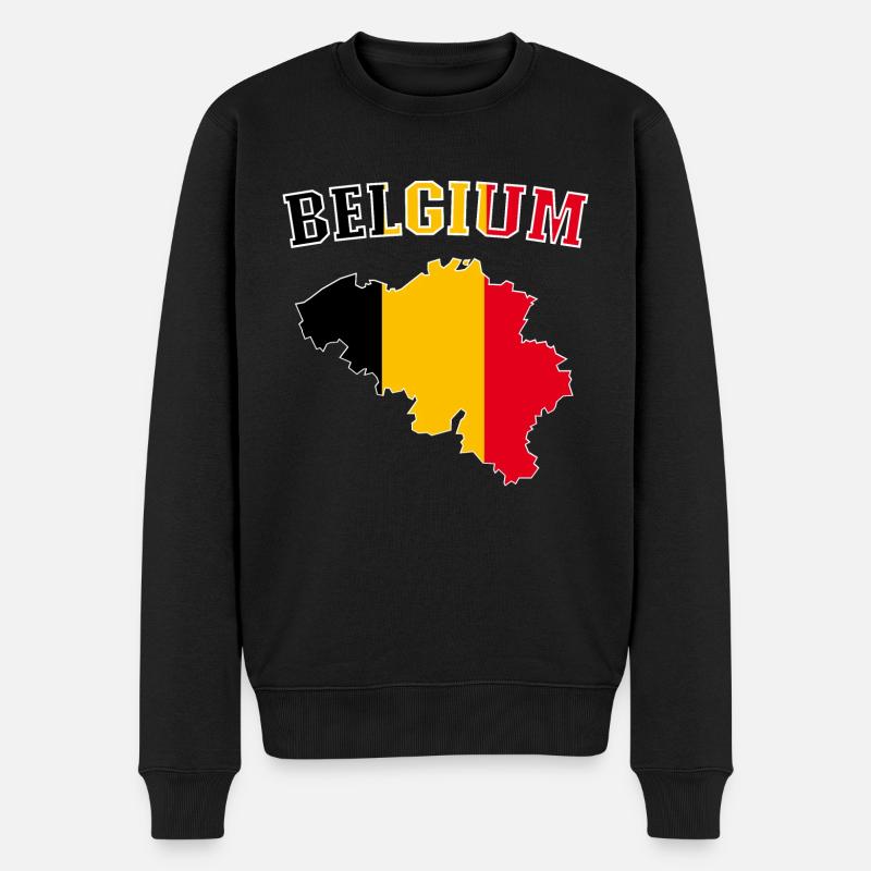 Belgien Flagge Map - Männer Premium Bio Pullover - Schwarz