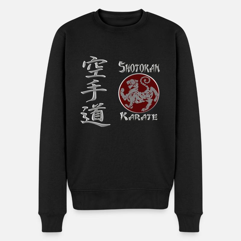 Shotokan Karate TigerLogo Calligraphy Martial Arts - Männer Premium Bio Pullover - Schwarz