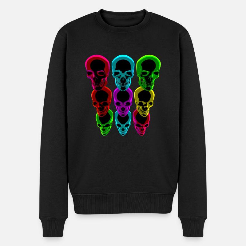 Schädel Abstrakt Totenkopf Design - Männer Premium Bio Pullover - Schwarz