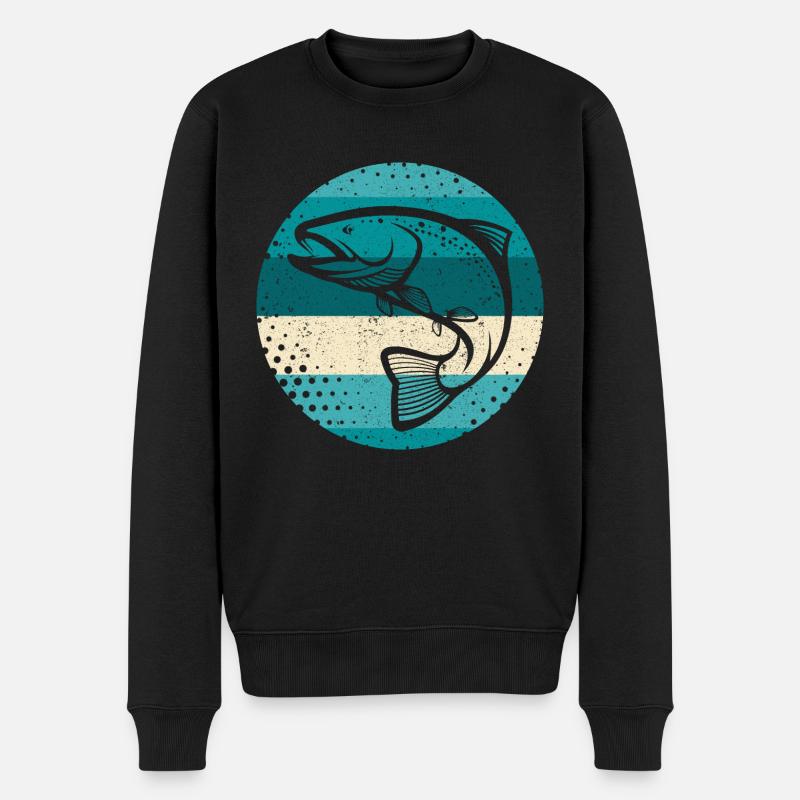 Forelle Angler Angeln Fischer Fischen - Männer Premium Bio Pullover - Schwarz