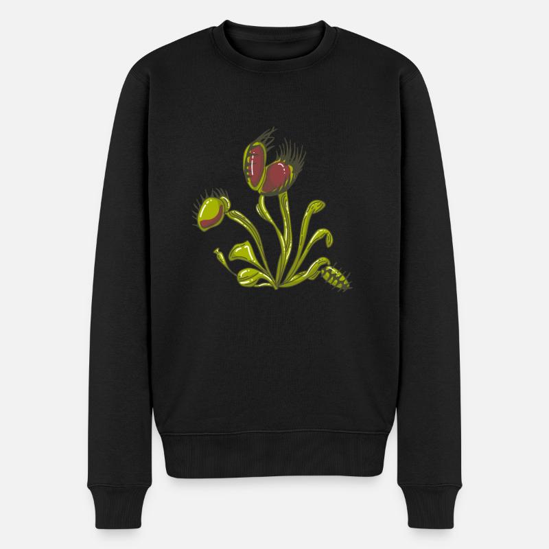 Fleischfressende Pflanze Venus Fliegenfalle - Männer Premium Bio Pullover - Schwarz