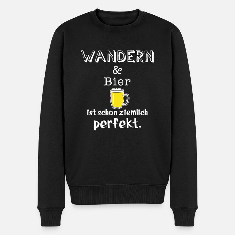 wandern und bier - Männer Premium Bio Pullover - Schwarz