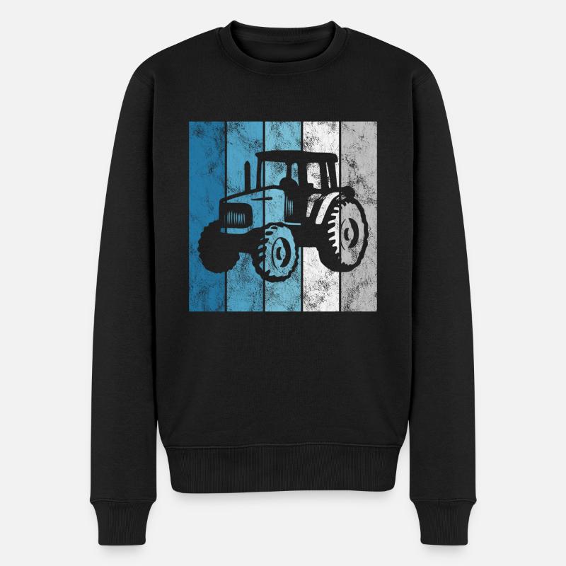 Traktoren Trecker Bauer Retro Traktor Bauernhof - Männer Premium Bio Pullover - Schwarz