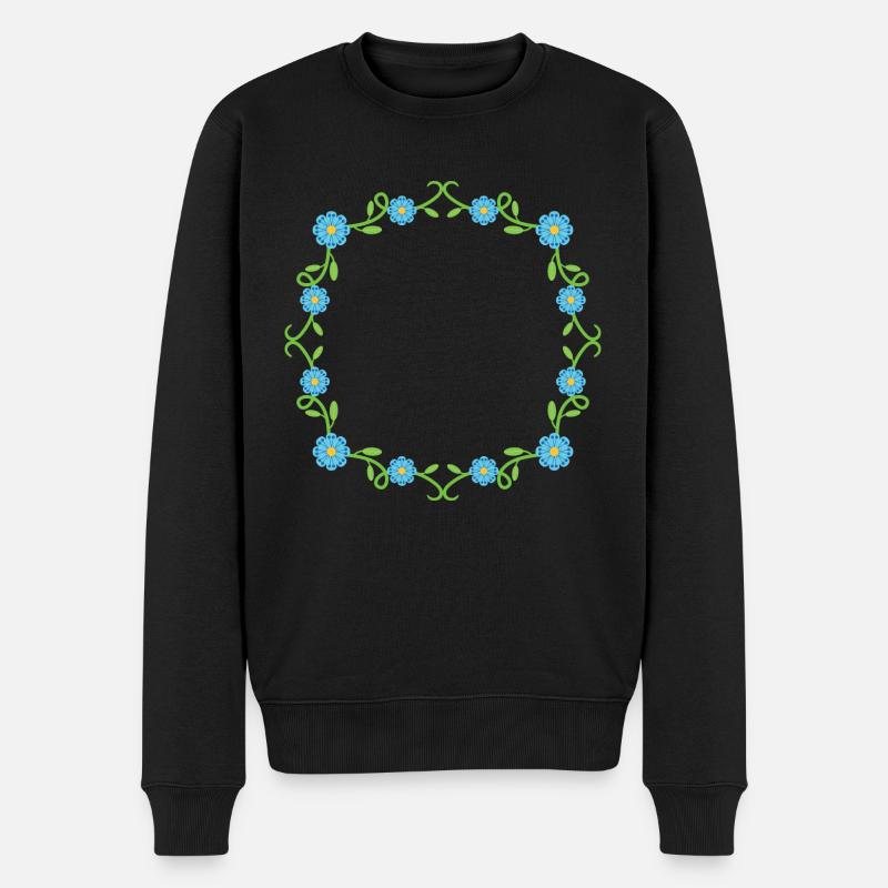Blumen Kranz Rahmen - Männer Premium Bio Pullover - Schwarz