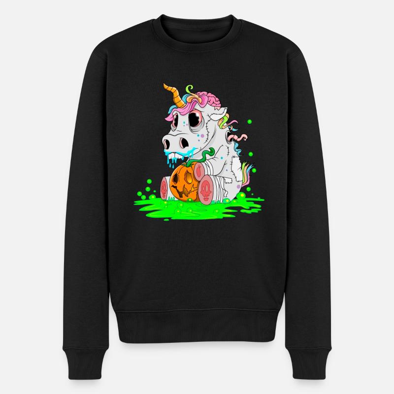 Einhorn Halloween Zombiecorn Horror Geschenk - Männer Premium Bio Pullover - Schwarz