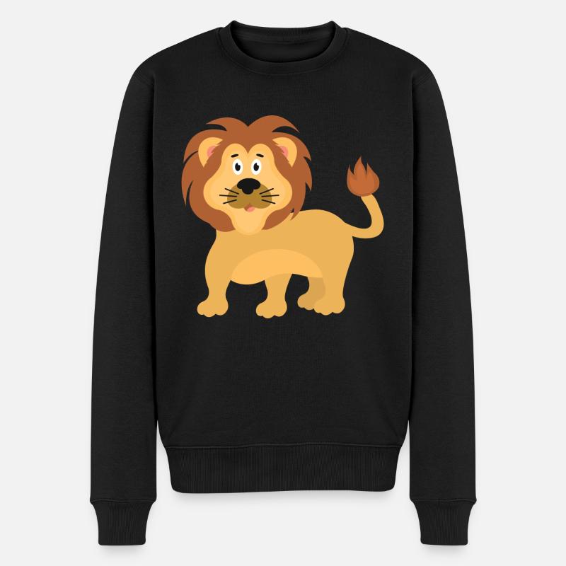 Löwe - Männer Premium Bio Pullover - Schwarz