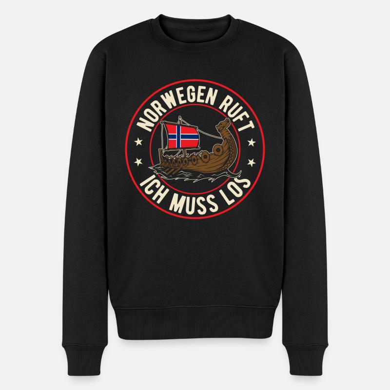 Norwegen ruft Wikinger Flagge Skandinavien - Männer Premium Bio Pullover - Schwarz