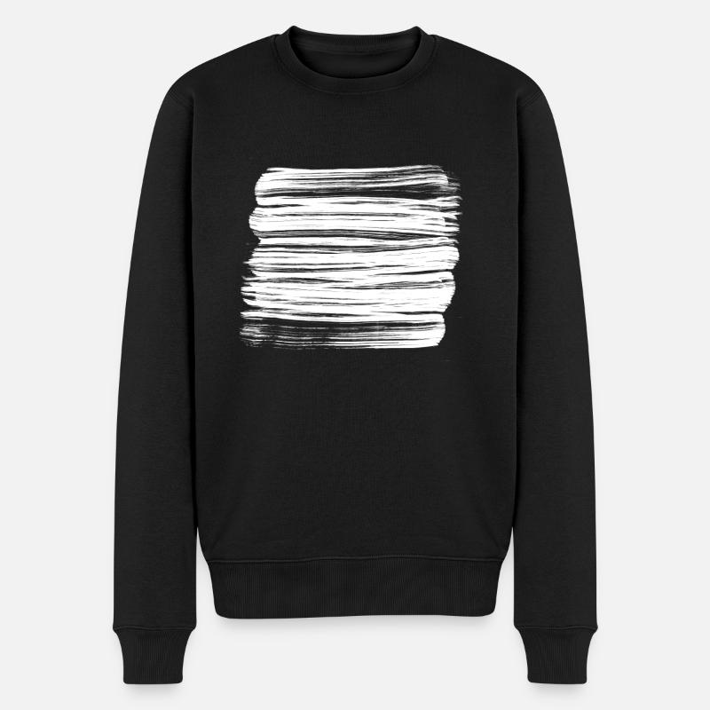 Weiße Pinselstriche Hintergrund Deko - Männer Premium Bio Pullover - Schwarz