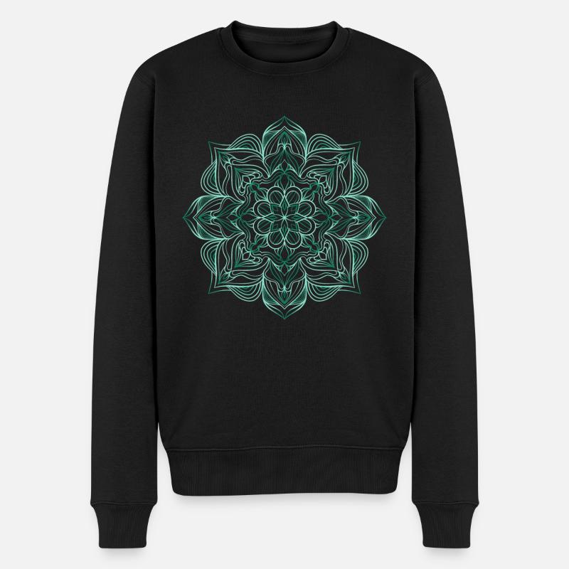 Grünes Mandala Muster - Männer Premium Bio Pullover - Schwarz