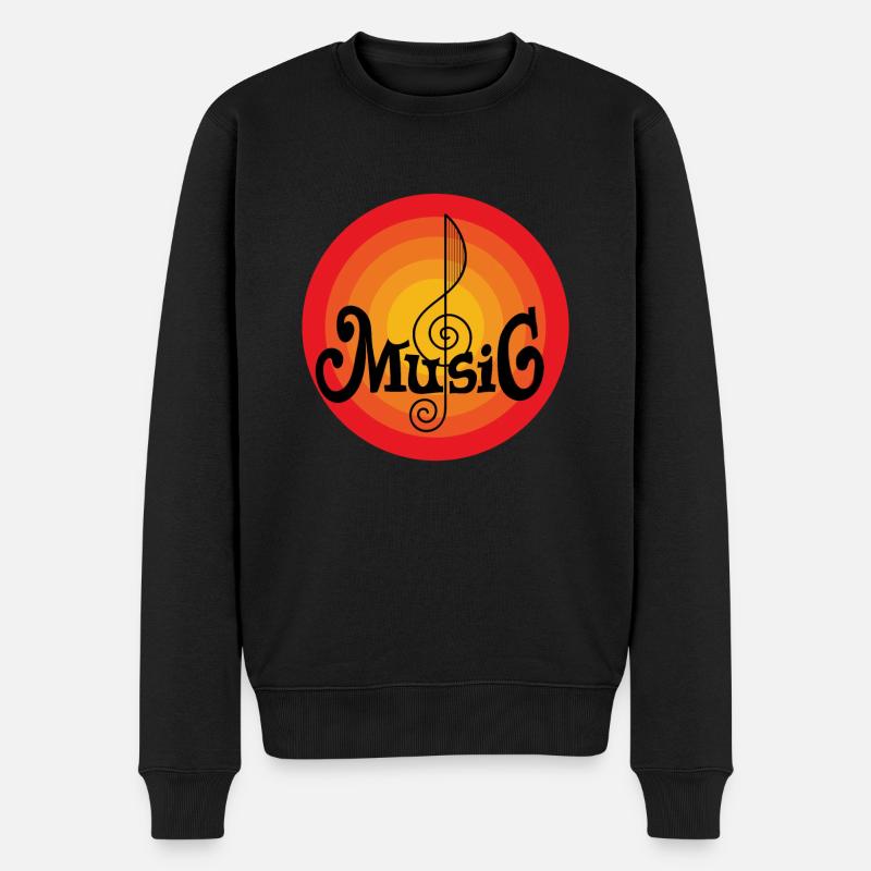 Retro-Musiknote - Männer Premium Bio Pullover - Schwarz