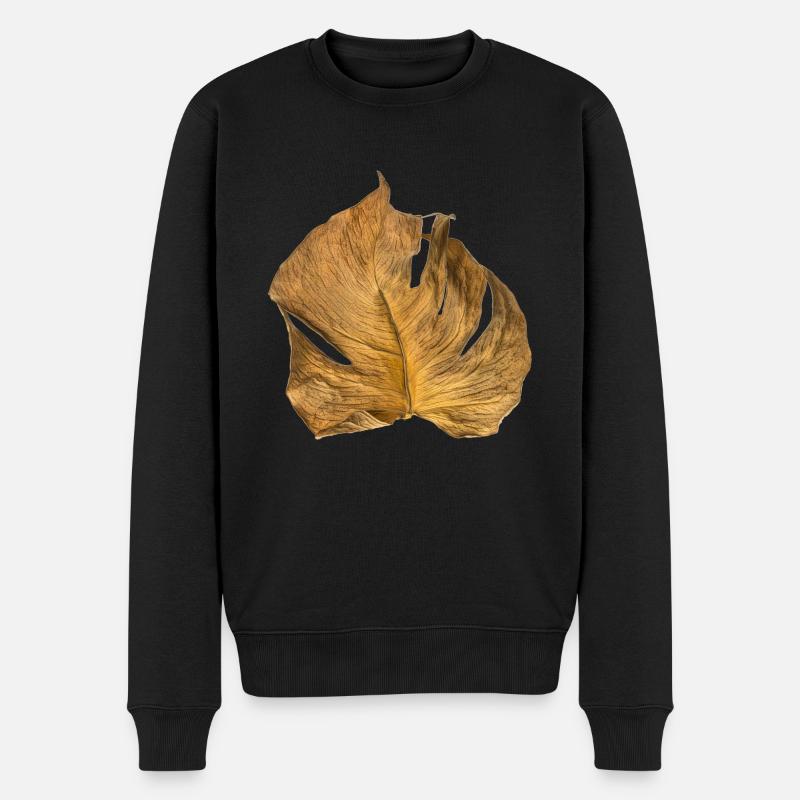 Monstera Blatt getrocknet - Männer Premium Bio Pullover - Schwarz