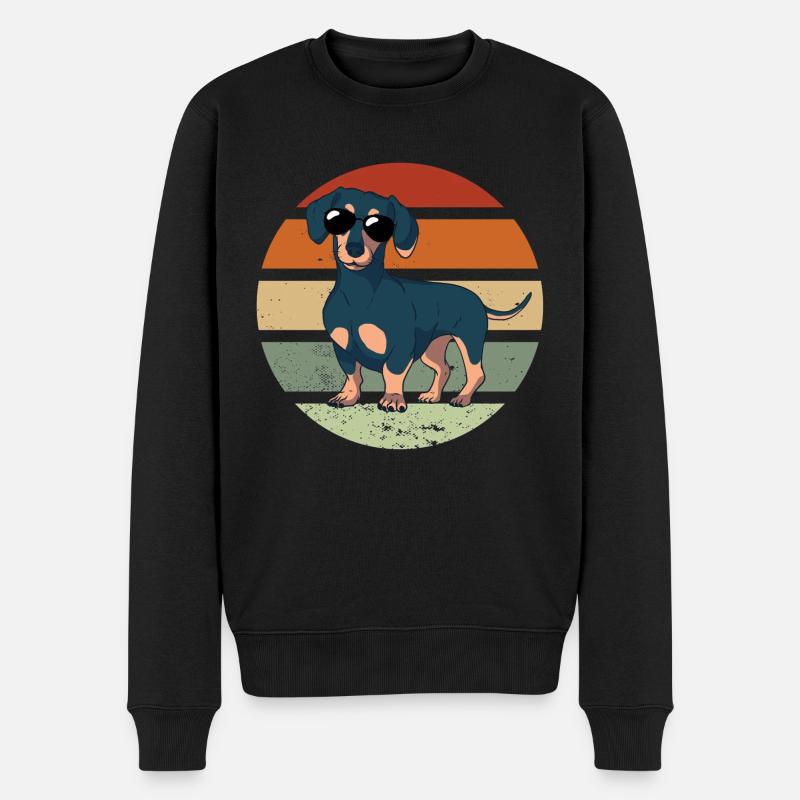 Chiens mignons Teckel vintage Gassi Motif Teckel - Pull Premium bio Homme - noir