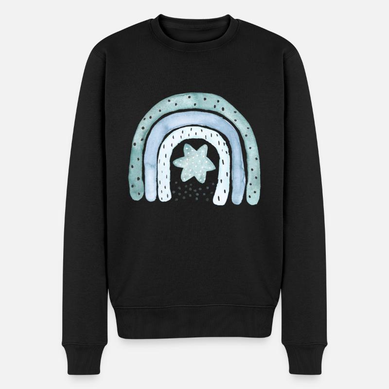 Regenbogen Jeansblau mit Sternchen - Männer Premium Bio Pullover - Schwarz