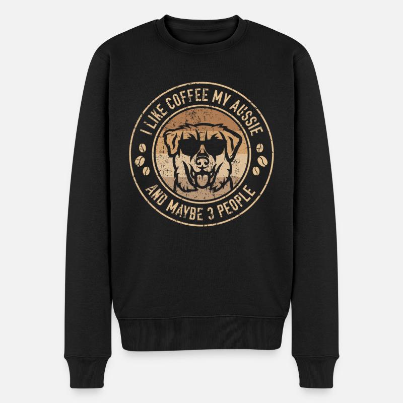 AUSSIE Kaffee - Männer Premium Bio Pullover - Schwarz