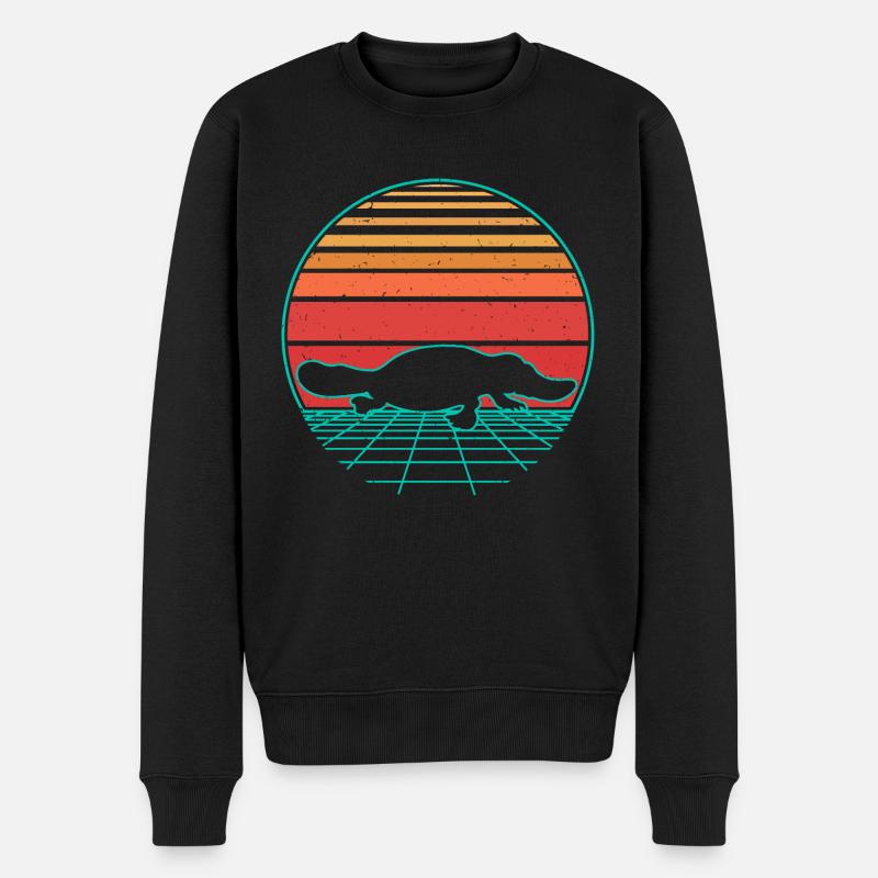 Schnabeltier Australien Retro Vintage Retrowave - Männer Premium Bio Pullover - Schwarz