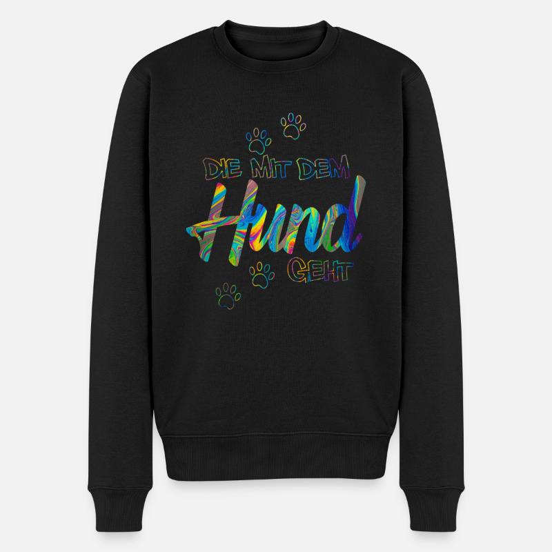 Die mit dem Hund geht | Hundebesitzer Geschenkidee - Männer Premium Bio Pullover - Schwarz