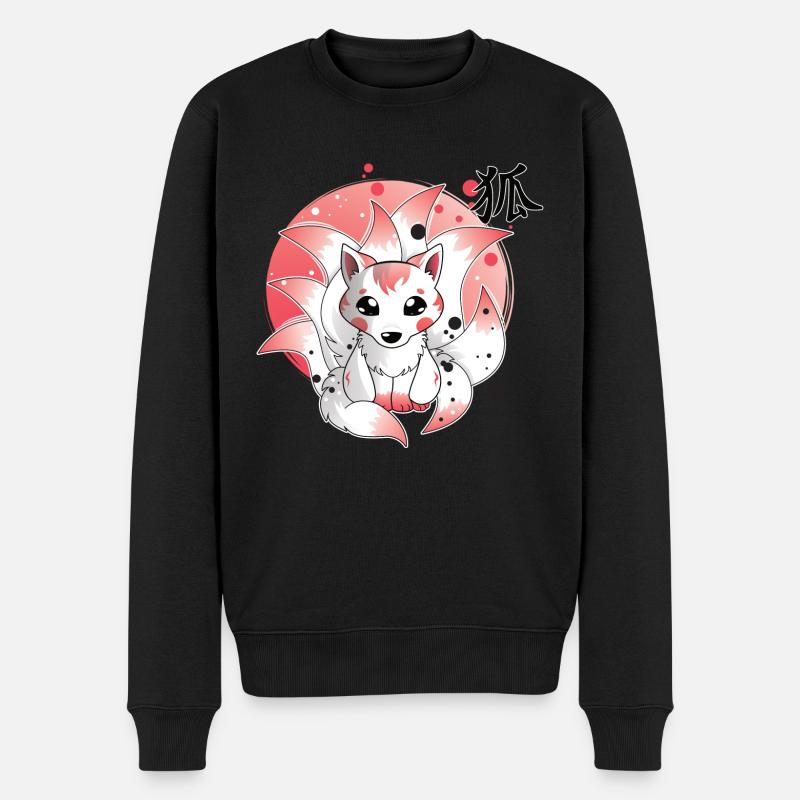 Ninetails, Renard, Kitsune - Pull Premium bio Homme - noir