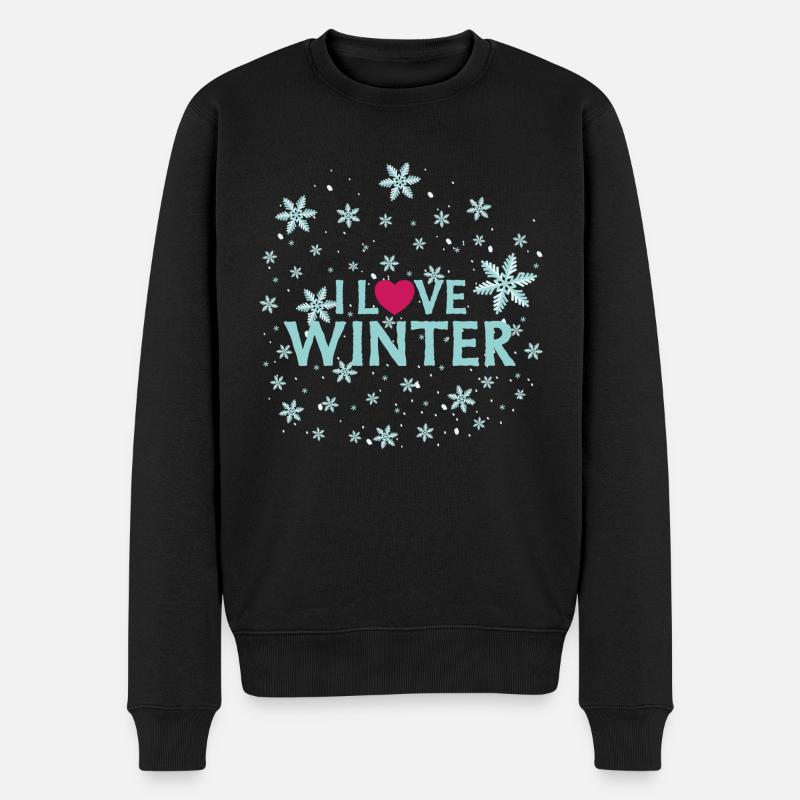 J’ADORE LES ÉTOILES DE NEIGE D’HIVER - Pull Premium bio Homme - noir
