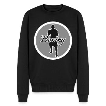Sportlicher Boxer mit Boxhandschuhen - Männer Premium Bio Pullover - Schwarz - Vorne - Nico (187cm)