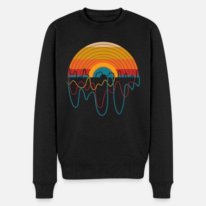 Retro LP Vinyl Player I Sunset Vinyl Records - Männer Premium Bio Pullover - Schwarz